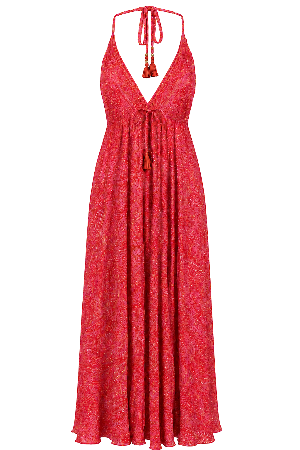 ANS63 EU Paisley Low-Back Dress in Passion Pink, transparent front view