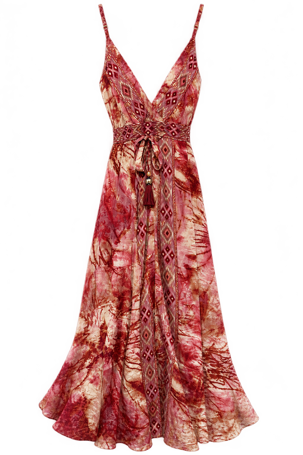 EU Nautical Maxi Dress Rose & Beige front view
