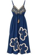 Denim Flower Maxi Dress front view